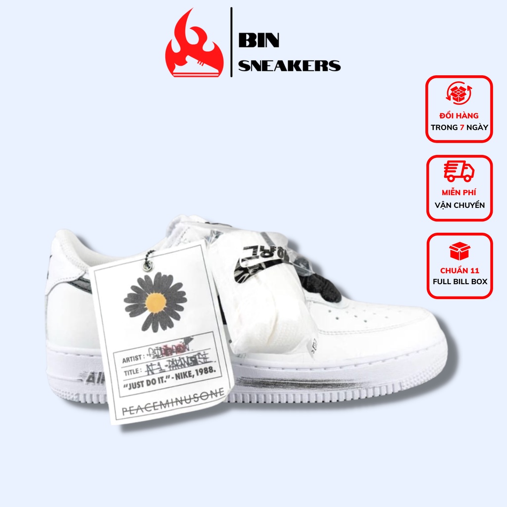 Giày Thể Thao Nam Nữ 𝗡𝗶𝗸𝗲 𝗔𝗙𝟭 Trắng Hoa Cúc Paranoise 2.0 Cao Cấp Tróc Sơn - Giày Sneaker AF1 Hoa Cúc Full Box
