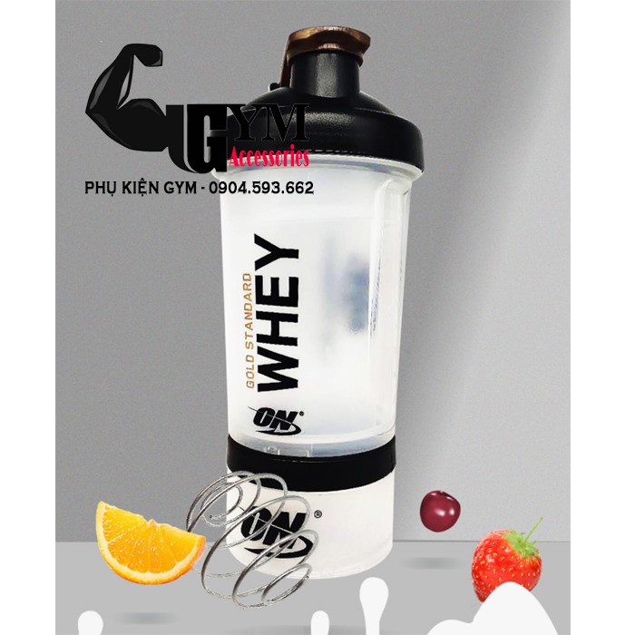 Bình lắc tập gym bình nước Shake bottle ON Gold Standard chính hãng 2 ngăn