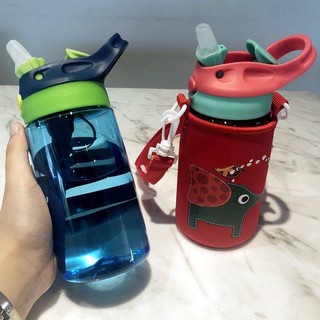 Bình Nước Nhựa Có Ống Hút Thiết Kế Dễ Thương Cho Học Sinh