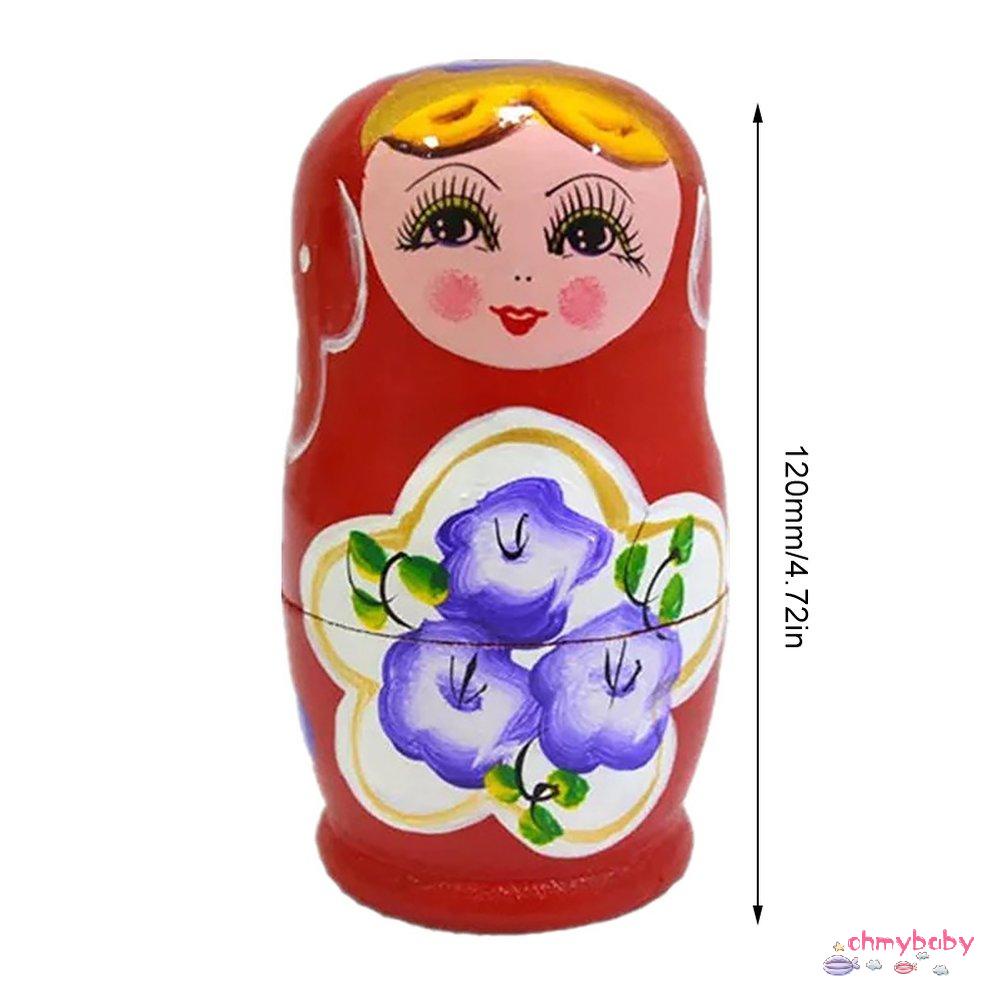 【OMB】 Cute Babushka Nesting Dolls Matryoshka Wooden Russian Painted Doll Toys