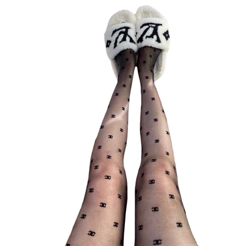 Xiangbao Quần Tất Mỏng Mùa Xuân Hè Co Giãn Họa Tiết Chữ Thăng Hoa Vintage Harajuku Quyến Rũ Cho Nữ