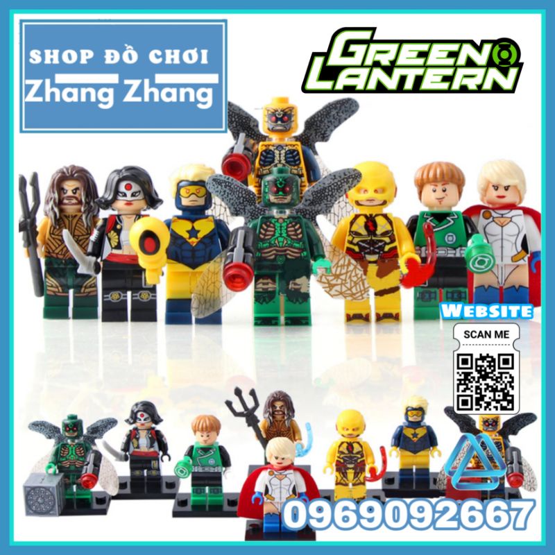 Đồ chơi Xếp hình Aquaman Reverse Flash - Parademon - Green Lantern - Booster Power Girl - Katana Minifigures Xinh X0177