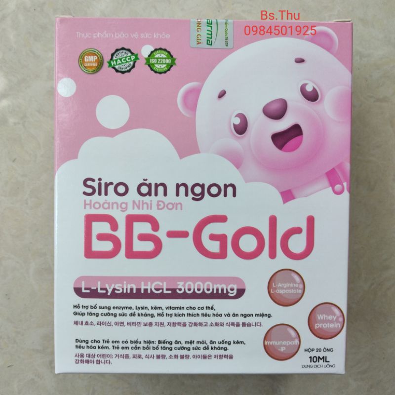 Siro ăn ngon HOÀNG NHI ĐƠN BB-GOLD hộp 20 ống