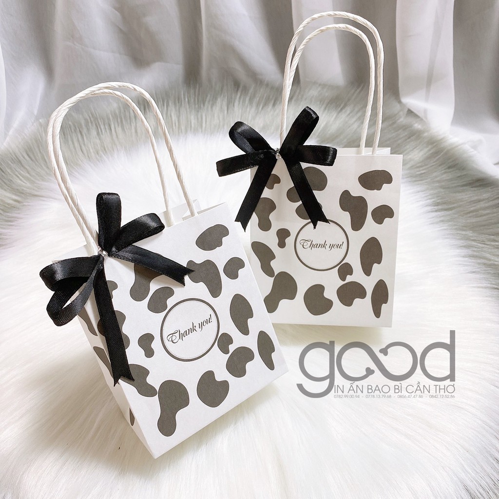 combo 100 túi giấy mini bò sữa siêu xinh - túi giấy đựng son- túi giấy đựng mỹ phẩm