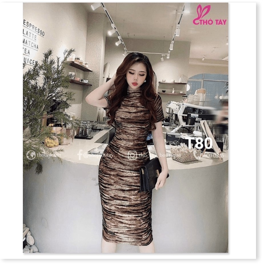 đầm họa tiết 3d thun dẻo in kts
