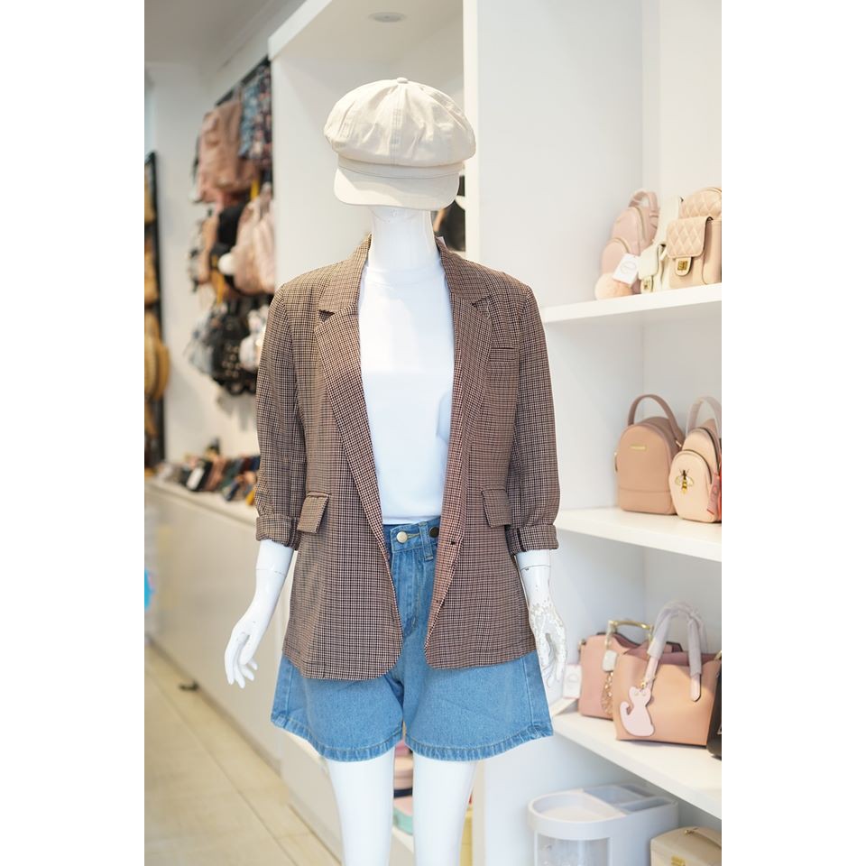 Blazer Caro Nhí Vạt Tròn 043