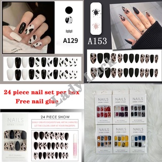 Set 24 Móng Tay Giả Trang Trí Họa Tiết Da Báo