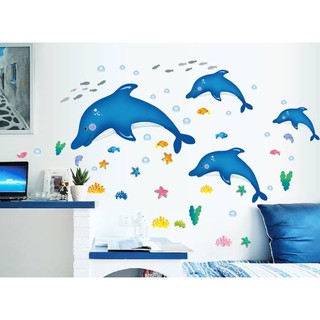 Decal cá heo xanh a648: 162cm x 80cm