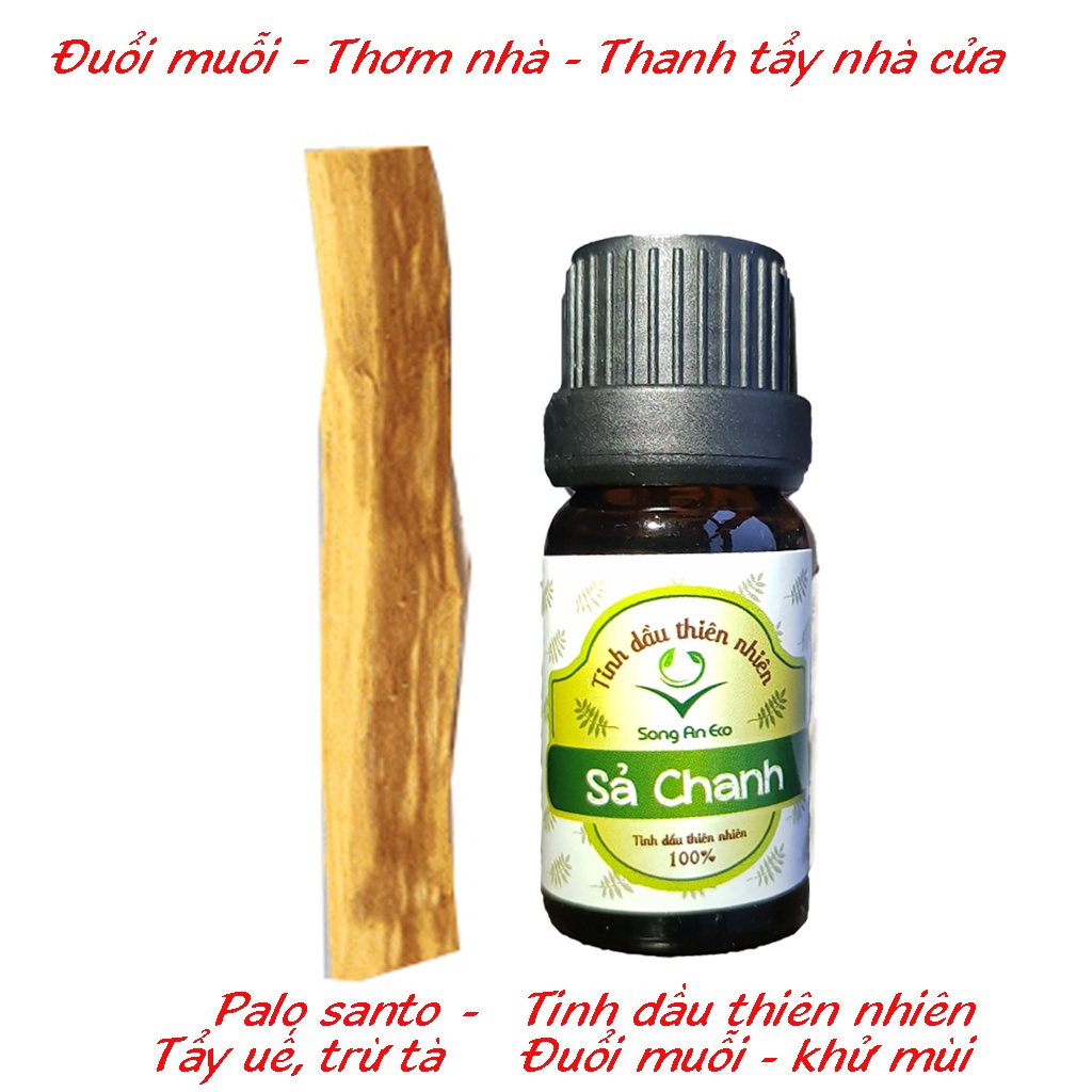 Combo thanh tẩy và bảo vệ nhà cửa (1 thanh palo santo 10cm và 1 chai tinh dầu 10ml Song An Eco)