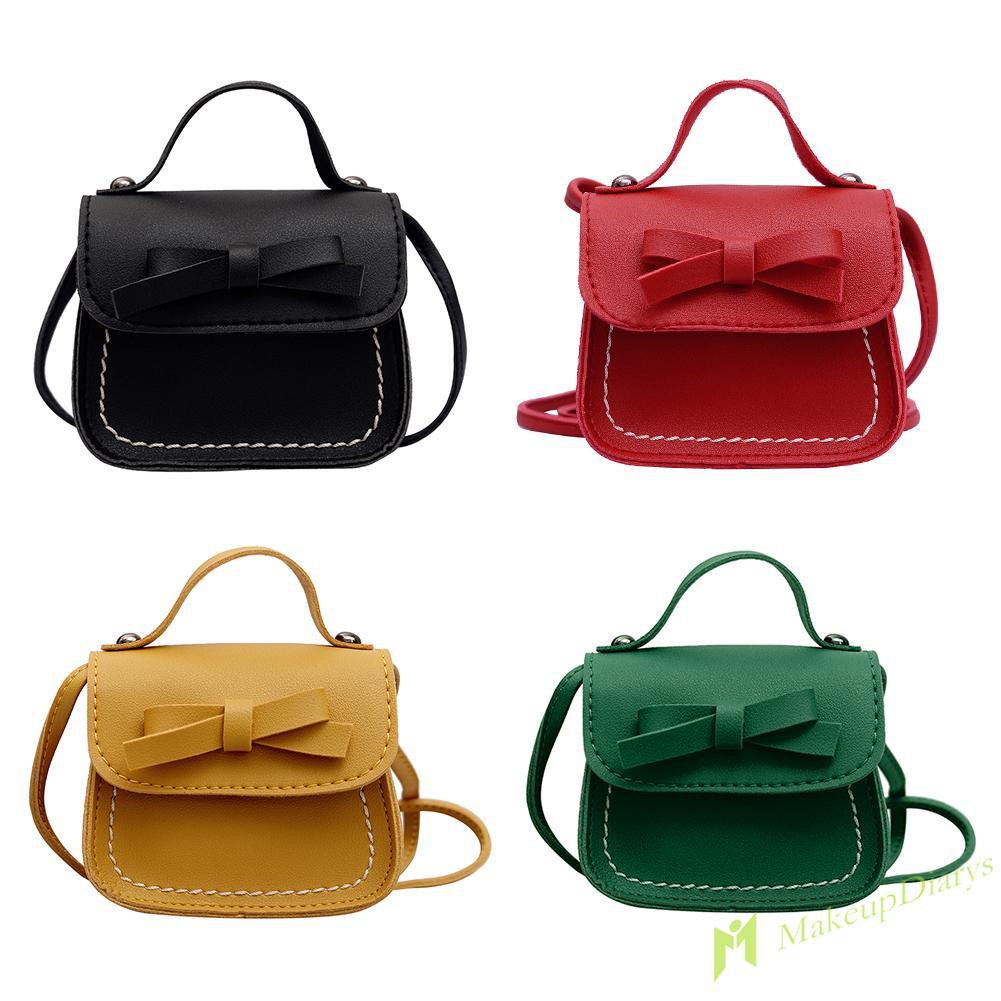 Kids Girls Cute Bowknot Handbags PU Leather Shoulder Mini Crossbody Clutch