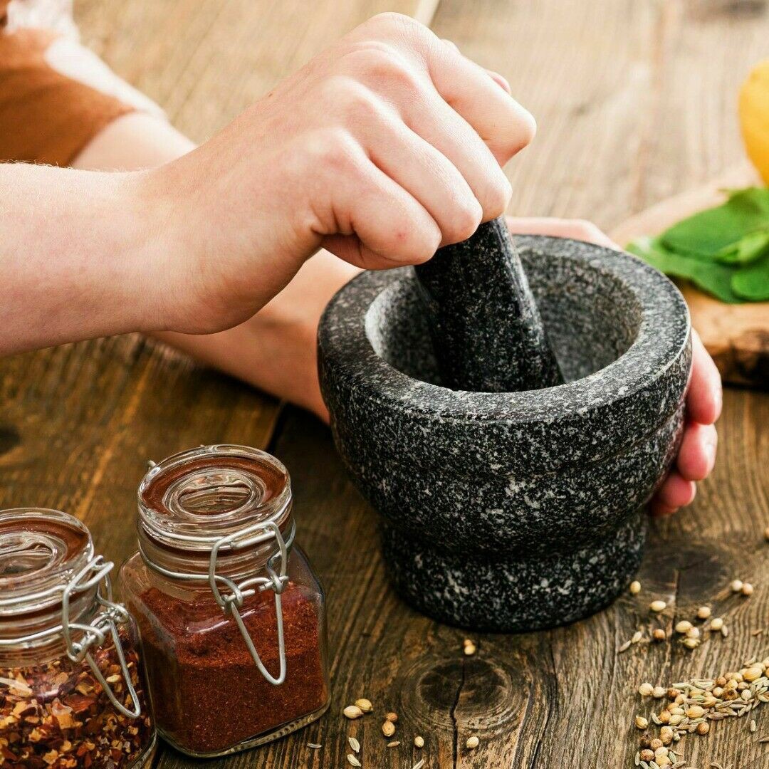 Granite Pattern Pestle Set Stone Herb Spice Grinder Solid Grinder Cooking Set