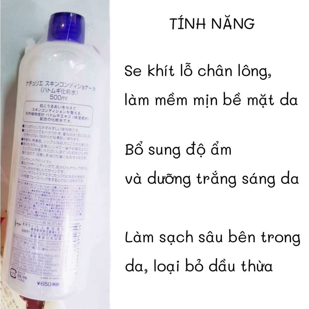 Toner Naturie ý dĩ 500ml lotion nước cân bằng da Naturie cấp ẩm dưỡng trắng Maneki