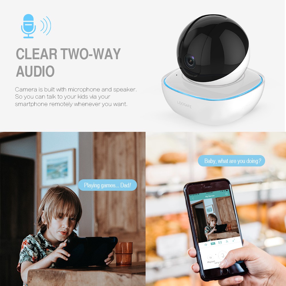 Trang chủ 1080p Camera quan sát không dây trong nhà 360 độ Camera WiFi HD Camera an ninh IP 1080P với hệ thống liên lạc