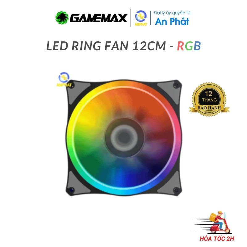 Quạt tản nhiệt cho case GAMEMAX FN-12RAINBOW-C LED Đỏ / RGB - Bảo hành 12 tháng