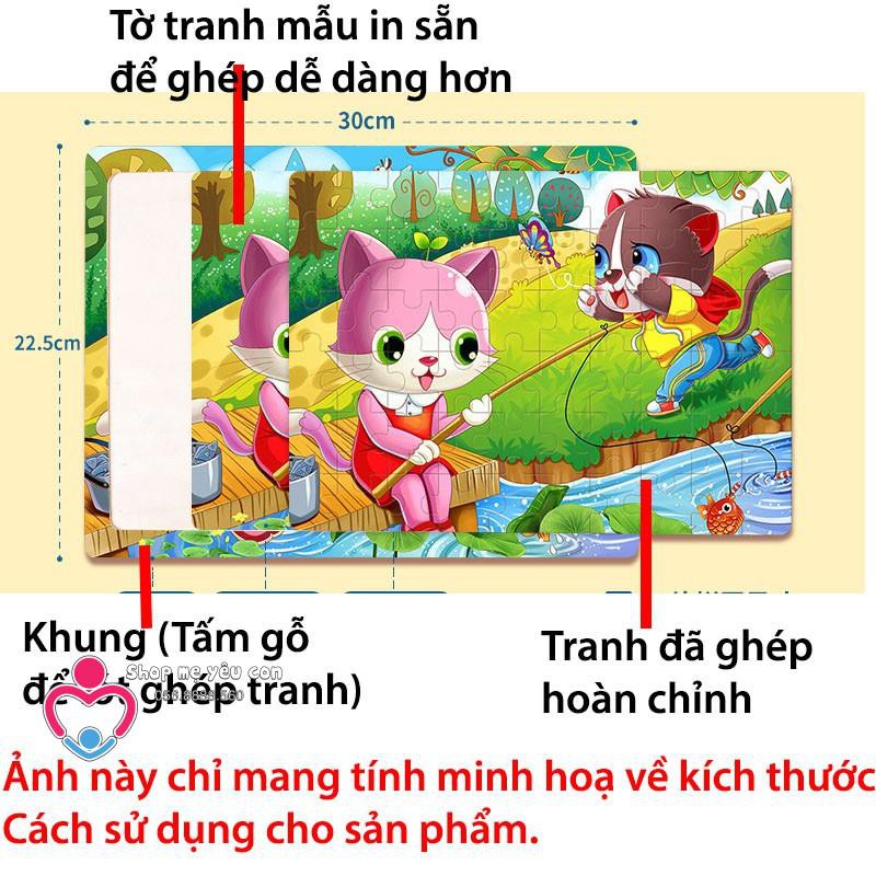 [60 mảnh] Tranh xếp hình puzzle 60 miếng có khung nền - GHÉP HÌNH LEVEL 5 cho bé phát triển trí tuệ