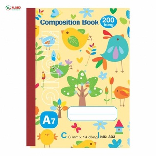 (Combo 5 cuốn) Sổ kẻ ngang may dán gáy Composin book KLONG A7 200tr ; MS: 303