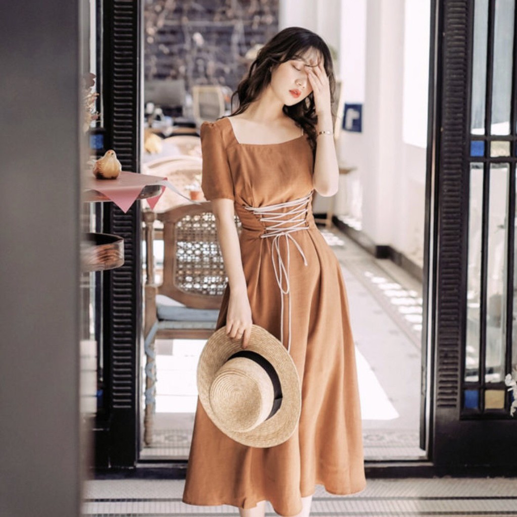[ẢNH THẬT CUỐI] Đầm Maxi Nâu Đan Dây Eo Dáng Dài - DM883 | BigBuy360 - bigbuy360.vn