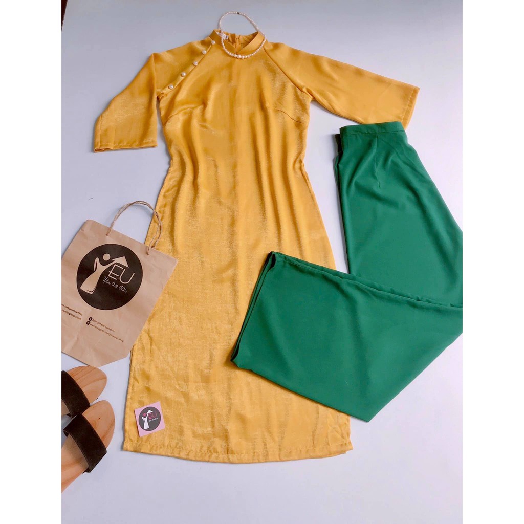 ÁO DÀI DÁNG XƯA LỤA TÂY THI VÀNG⚡HÀNG THIẾT KẾ⚡ ÁO DÀI SUÔNG DÁNG XƯA CÁCH TÂN