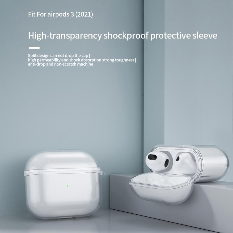 Vỏ bảo vệ hộp sạc tai nghe bằng silicon trong suốt đơn giản thích hợp cho Airpods 1 2 3 Pro