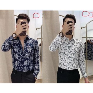 Sơ Mi Nam Trym Cò Họa Tiết Nam,Áo Sơ Mi Dài Tay,Áo Sơ Mi Hàn Quốc Cực Chất, Chất Vải Mỏng Nhẹ, Dáng body Cực Đẹp