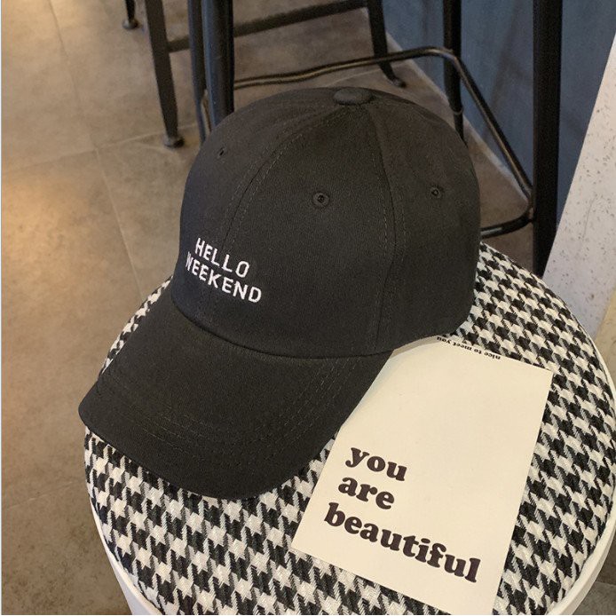 Mũ lưỡi trai nón kết thời trang thếu chữ Hello Weekend phong cách trẻ trung cá tính