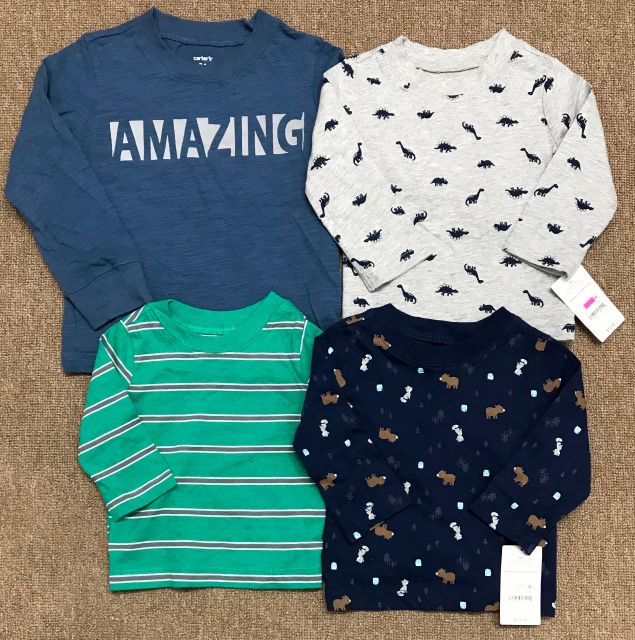 Áo thun tay dài bé trai just one you size 3m-18m