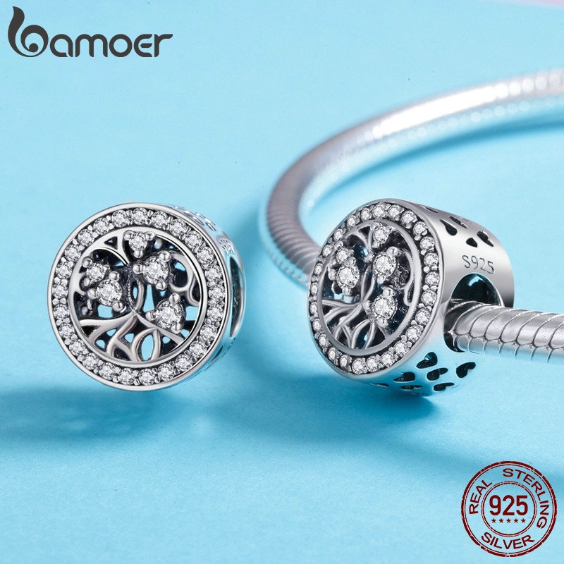 Hạt cườm Bamoer SCC616 xi bạc 925 làm trang sức diy 2 màu tùy chọn cho nữ