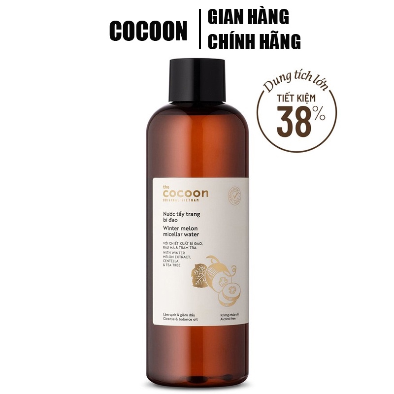 Nước tẩy trang bí đao cho da dầu mụn Cocoon Garin Bigsize 500ml làm sạch bụi bẩn