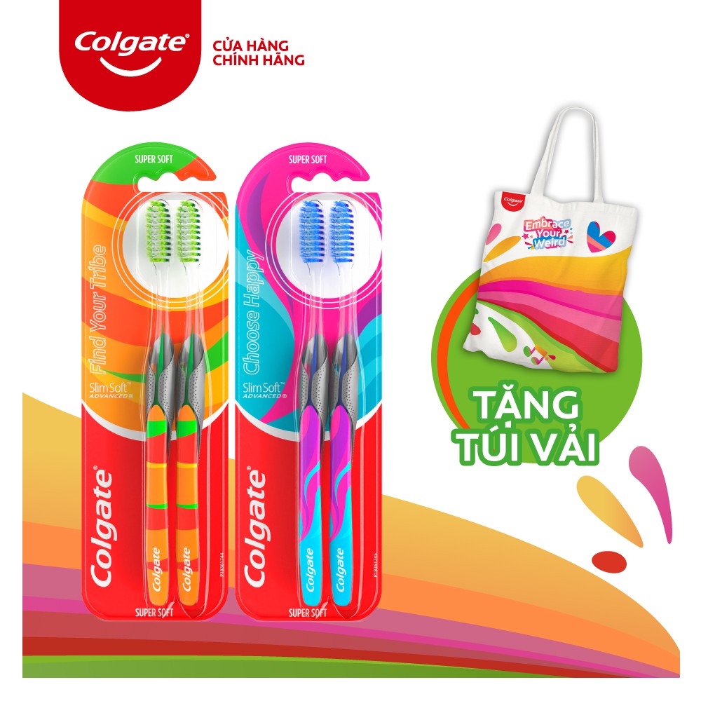 [Mã COSCOLL12 giảm 10% đơn 150K] Combo 4 bàn chải Colgate Slimsoft Advanced GenZ phiên bản giới hạn kèm túi Tote