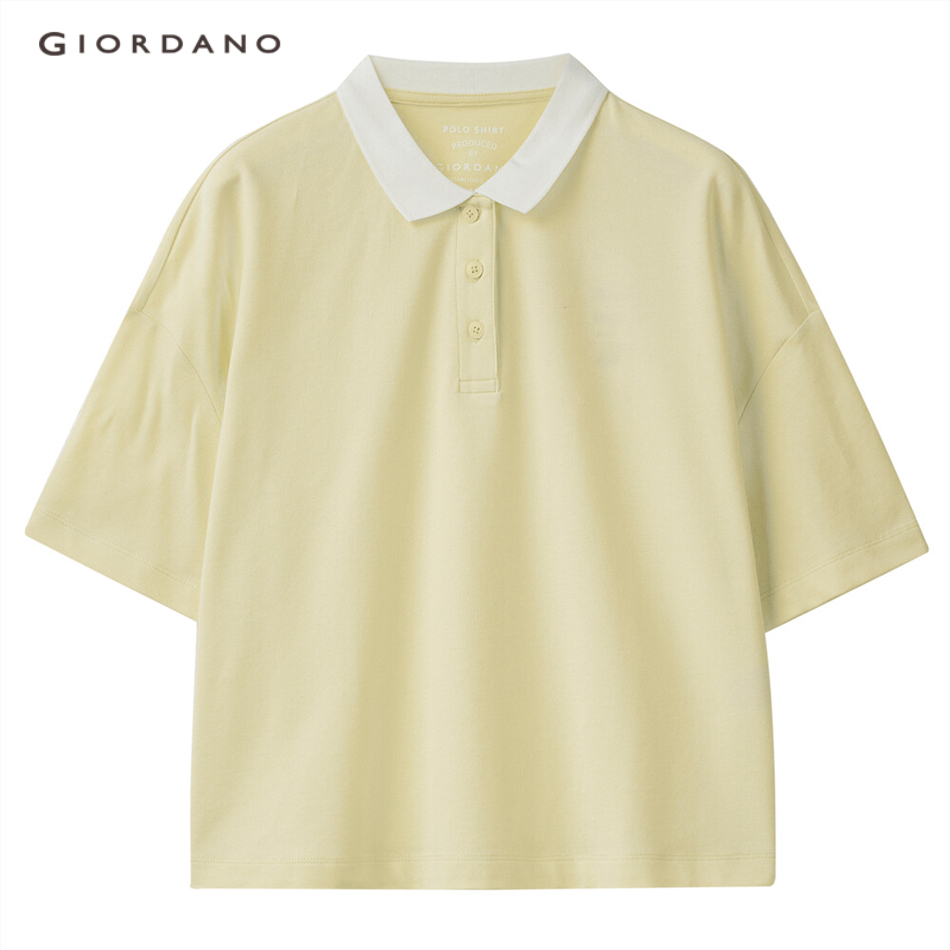 Áo Thun Polo Nữ GIORDANO 05311392 Ngắn Tay Co Giãn Màu Sắc Tương Phản | BigBuy360 - bigbuy360.vn
