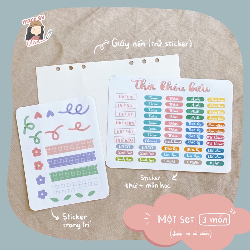Sticker THỜI KHOÁ BIỂU thay tên môn học - MADE BY AHN thiết kế