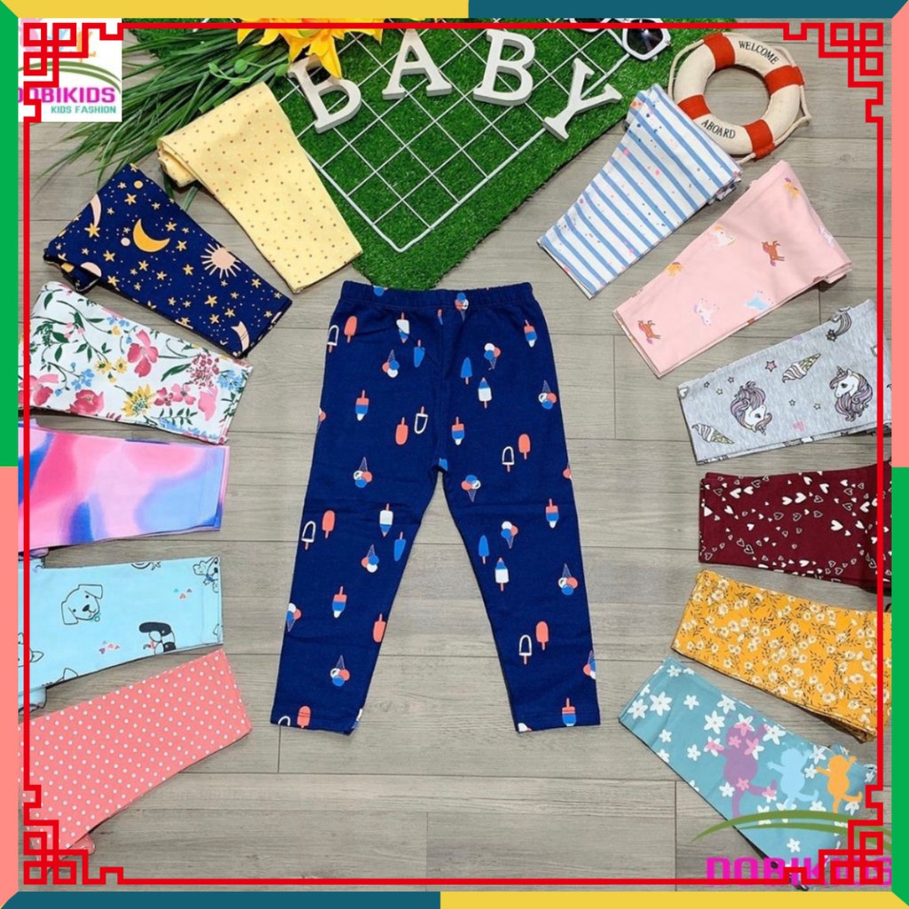 [7-15kg] Quần Legging Cho Bé Gái Set 3Cai Thun Cotton Xuất Mềm Co Giãn (7-16kg)