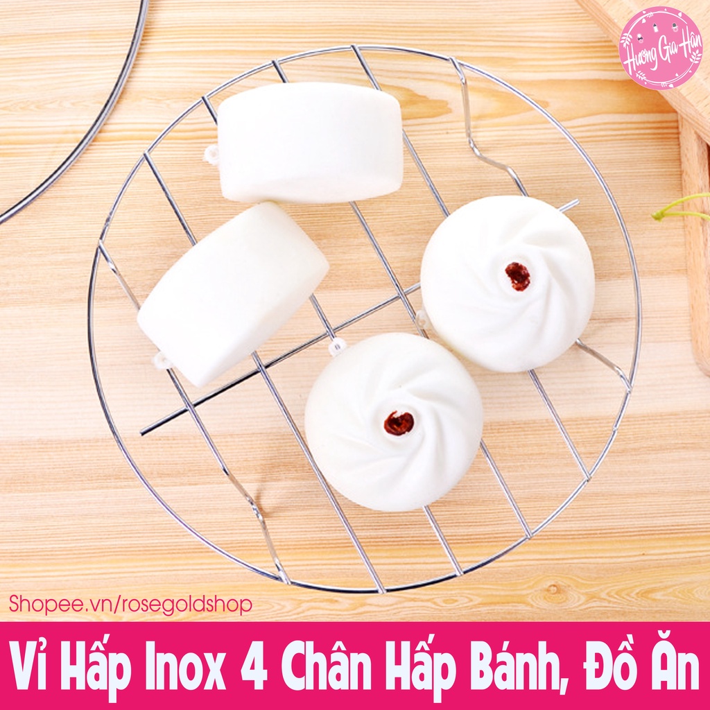 Vỉ Hấp Inox Đa Năng Size 20*5 cm 4 Chân Hấp Bánh, Bánh Bao, Đồ Ăn