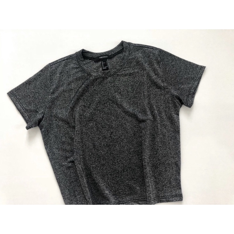 Áo croptop ôm thun kim tuyến ánh nhũ trơn màu