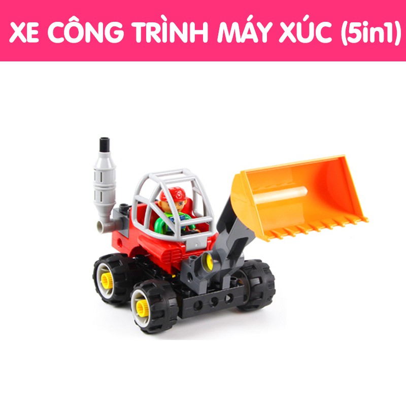 Bộ đồ chơi xếp hình cho trẻ em - Xe công trình máy xúc