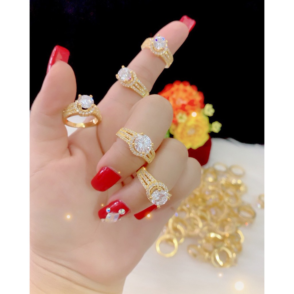 Nhẫn nữ đính xoàn xi dát vàng 18k