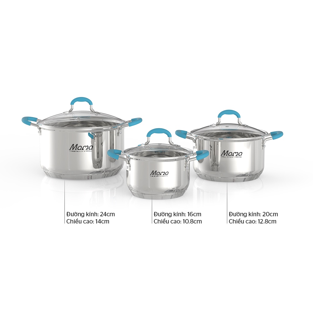 BỘ NỒI INOX 304 5 ĐÁY SUNHOUSE MAMA SHG504