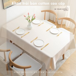 Khăn trải bàn vải cotton cao cấp không thấm nước, khăn bàn ăn màu nguyên chất đơn giản