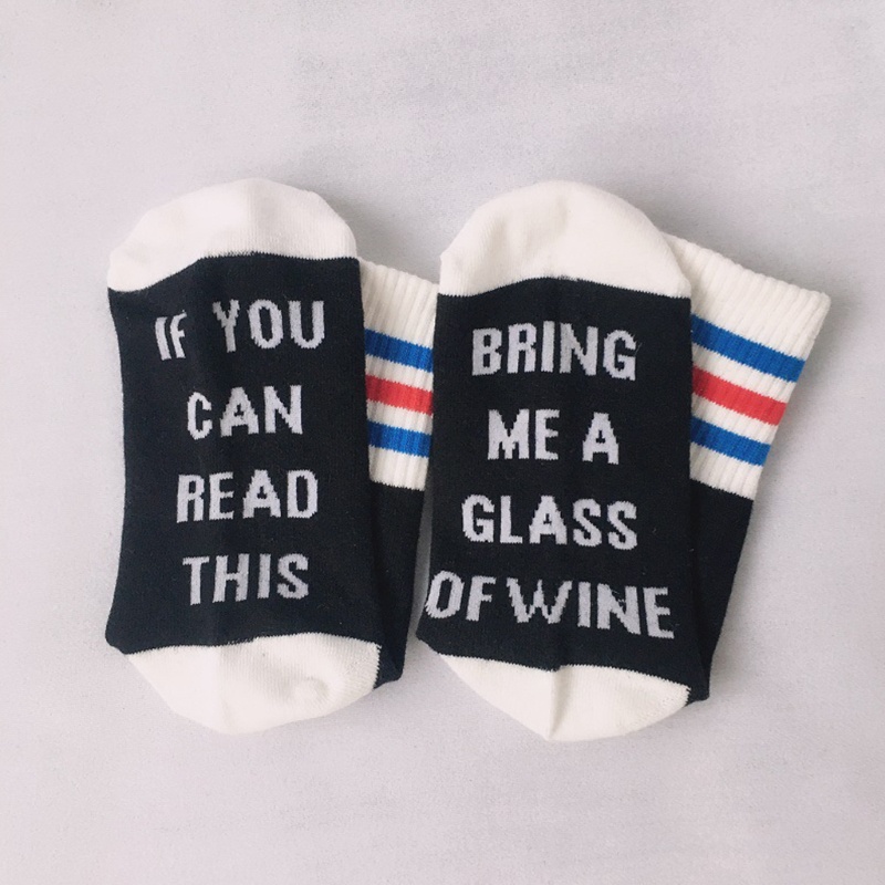 Youyo Vớ Họa Tiết Sọc Vui Nhộn Mới Lạ In Chữ If You Can Read This Bring Me Coffee