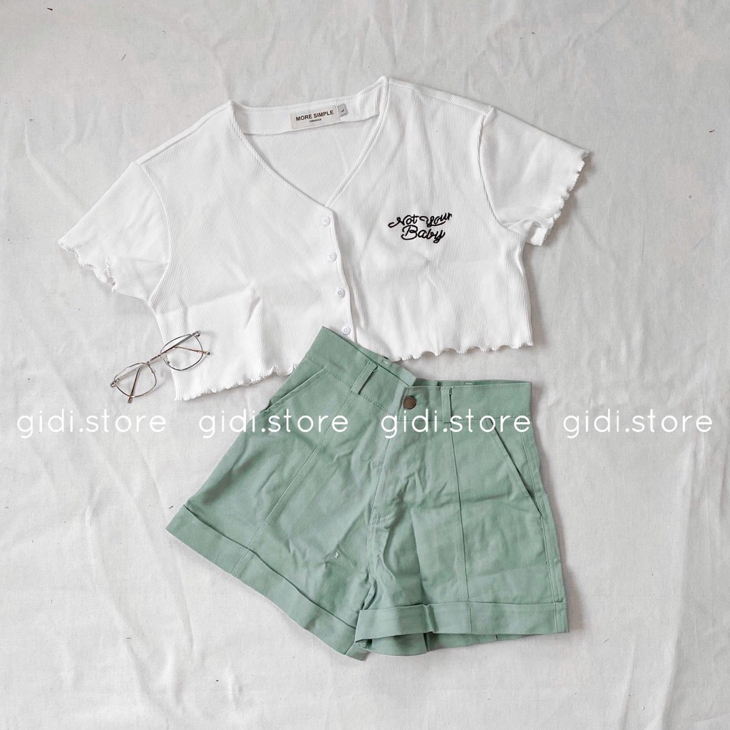 Quần short kaki nữ ngố, form lửng ống suông trơn - quần đùi ngắn có túi thời trang chính hãng