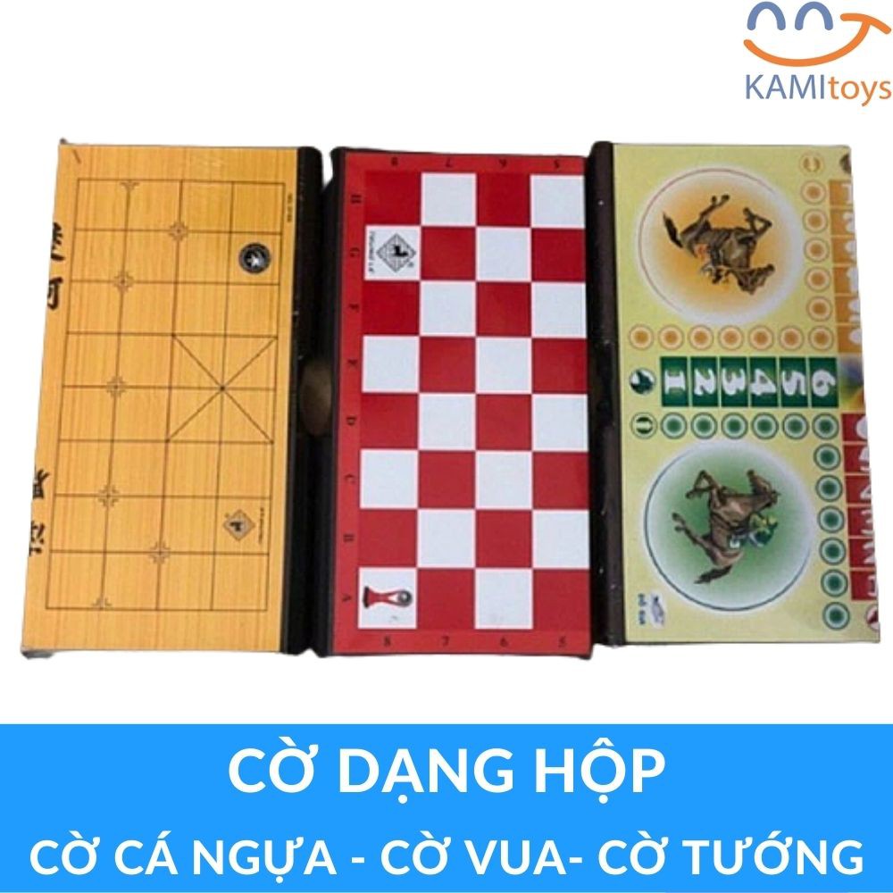 Bộ Cờ cá ngựa bàn nhựa có hộp đựng gấp gọn cỡ 27x27cm Đồ chơi cho bé và cả gia đình