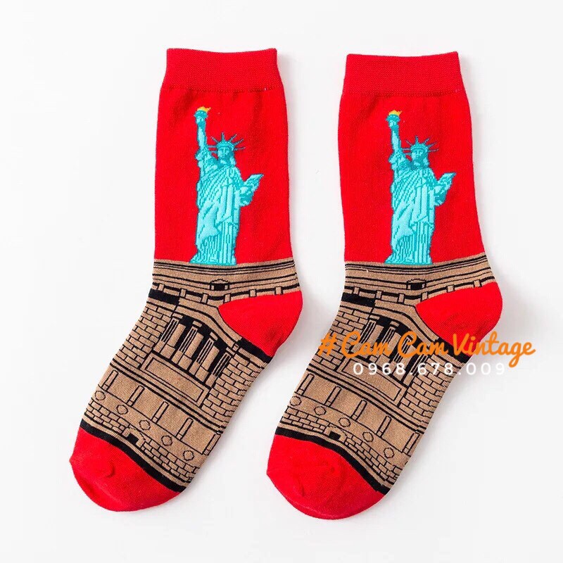 TẤT CAO CỔ NAM VỚ CAO CỔ NỮ TÁT VỚ THỂ THAO ULZZANG UNISEX TRANH MONALISA