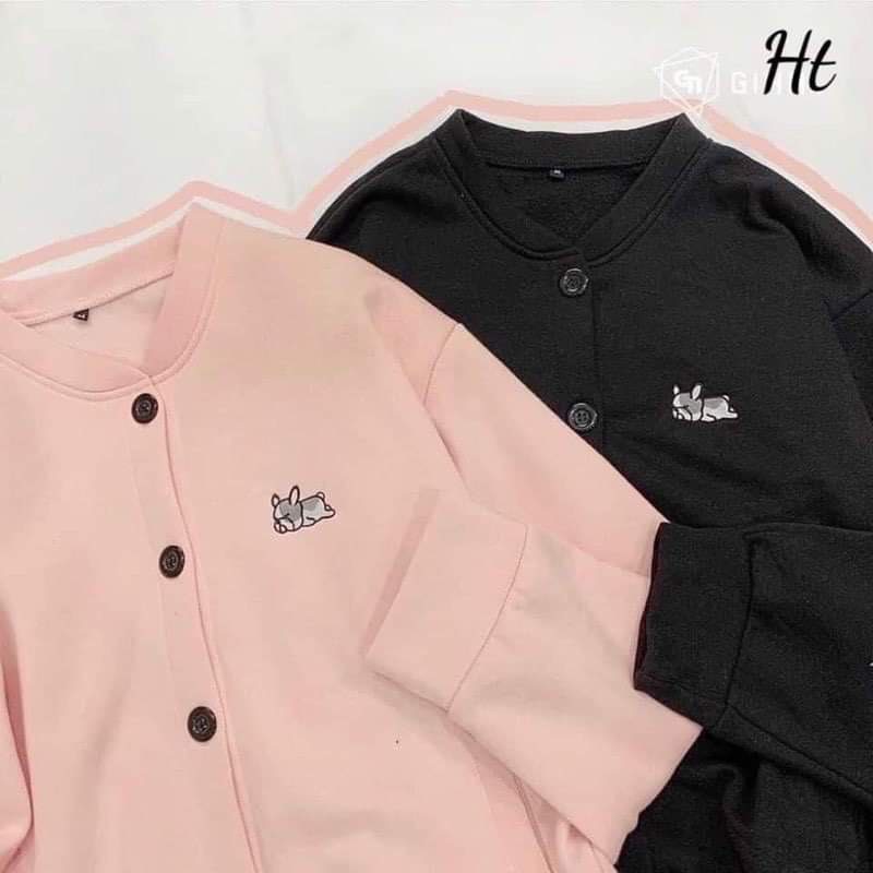 Áo Bomber logo Cún nằm Chất liệu: nỉ bông Form to &lt; 60kg