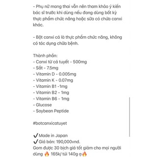 Bột canxi cá tuyết Nhật