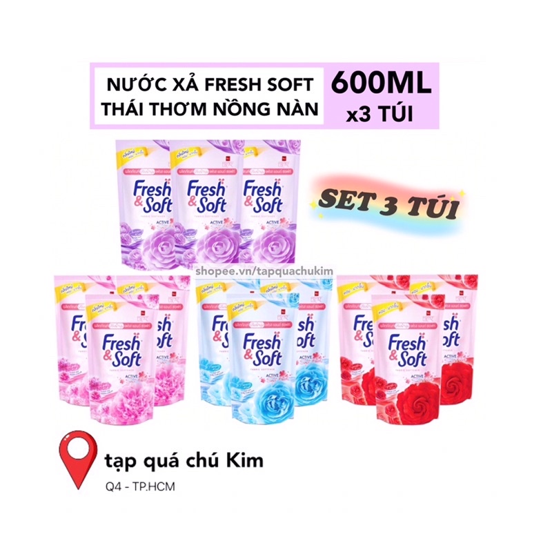 COMBO 3 Nước xả FRESH SOFT Thái Lan 600ML (bám mùi tốt hơn COMFORT) - tapquachukim