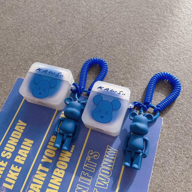 Vỏ Bảo Vệ Hộp Sạc Tai Nghe Apple AirPods 1 2 3 Pro Hình Vuông Họa Tiết KAWS Màu Xanh Dương