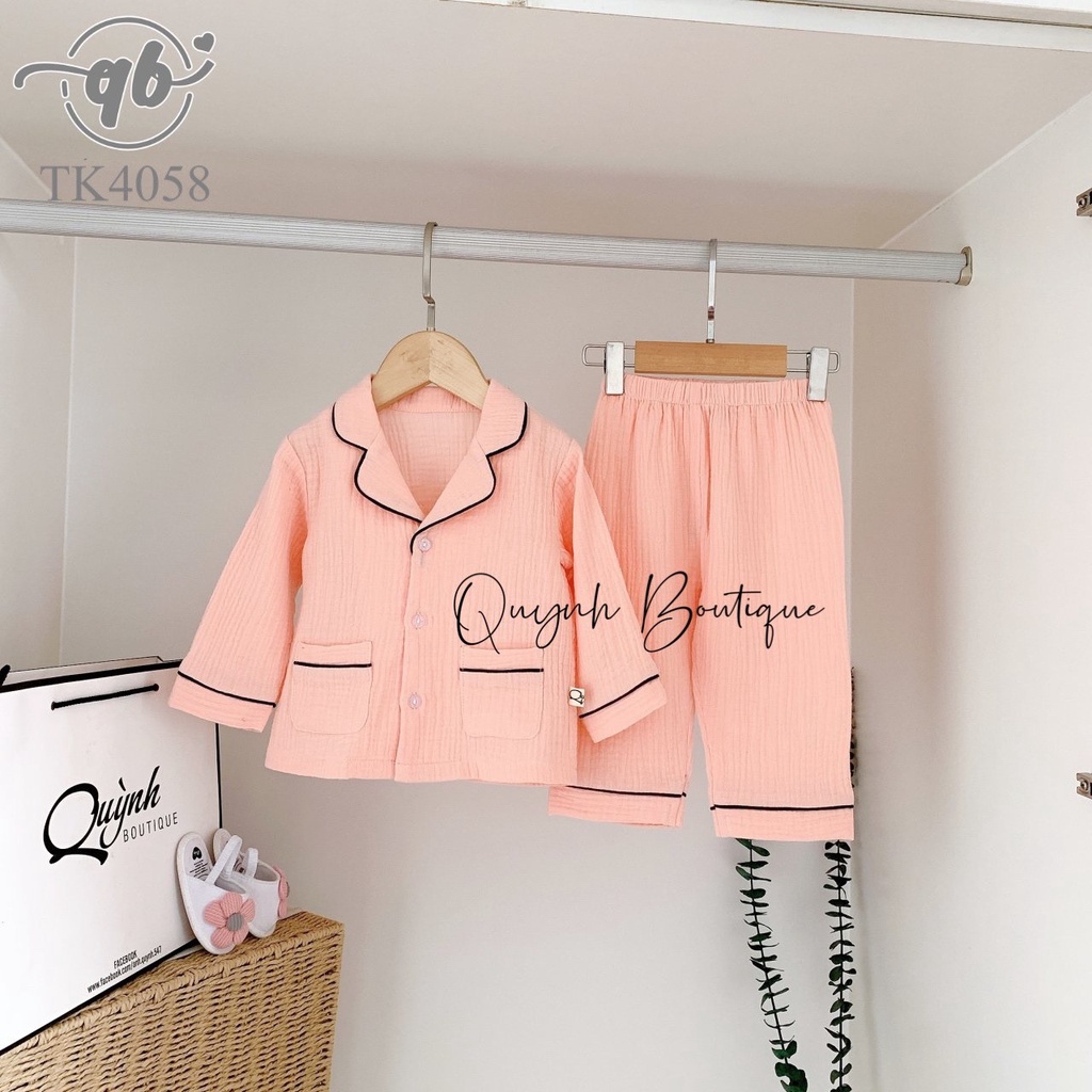 Quần Áo Trẻ Em Quỳnh Boutique Set Bộ Pijama Dài Tay Cho Bé Trai Gái Các Màu