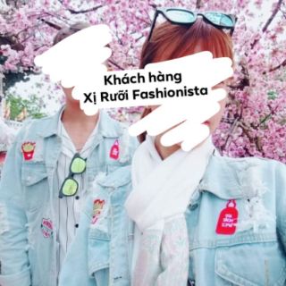 Áo khoác jeans rách logo