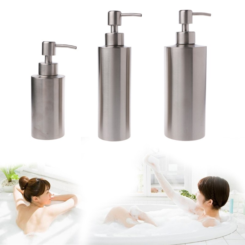 Chai đứng nắp bấm đựng dung dịch lỏng chất liệu inox tiện dụng
