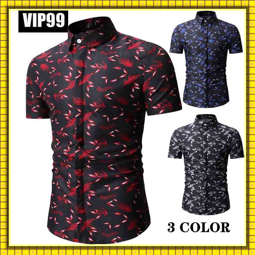 Áo Sơ Mi Nam Tay Ngắn In Hoa Phong Cách Hawaii Thời Trang